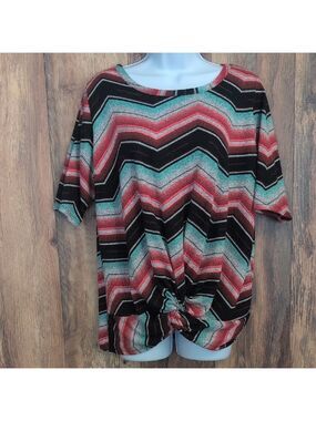 Lexington Avenue Chevron Striped Soft Knit Top XL                 D203